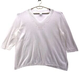 Kate Hill Linen Sweater‎ White 3x